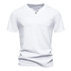 Herren Kurzarm-Henley-Shirt mit elegantem Knopfdesign