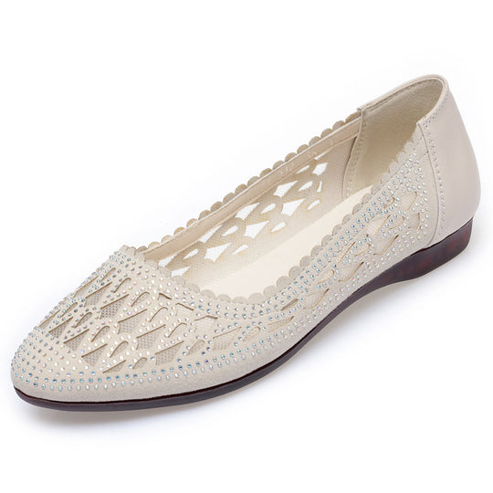 Damen Elegante Ballerinas mit modischem Cut-Out-Design und funkelnden Strassdetails R&B