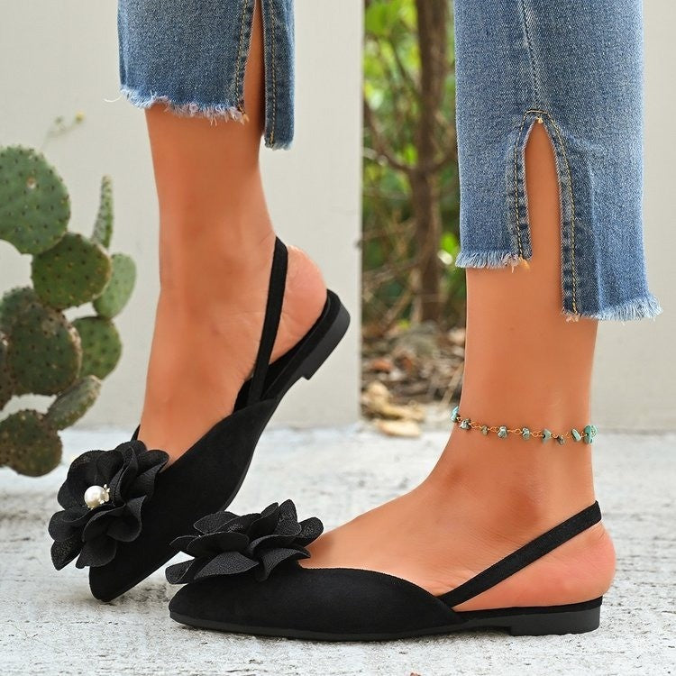 Damen elegante Slipper mit dekorativen Blumenapplikationen R&B
