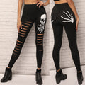 Damen Leggings mit kreativen Cut-Outs und Totenkopf-Design