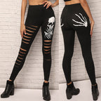 Damen Leggings mit kreativen Cut-Outs und Totenkopf-Design