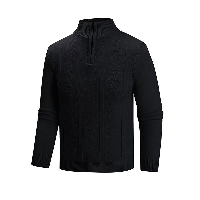 Herren modischer Strickpullover mit hohem Kragen und strukturiertem Design