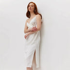 Damen elegantes Wickelkleid mit verstellbaren Trägern und schickem Frontschlitz R&B