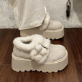 Damen Flauschige Plateau-Clogs mit weichem Fußbett und modischer Schnalle R&B