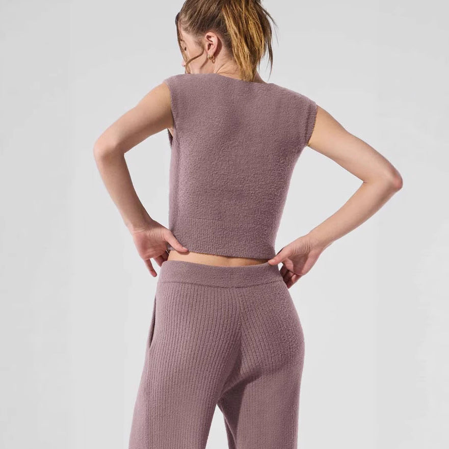 Damen Kurzes Strickoberteil mit sanfter Textur R&B