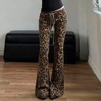 Damen Flared Leopardenmuster Hose R&B