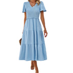 Damen Midikleid mit Rüschendetails und Punkten R&B