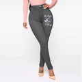 Damen Slim-Fit Jeans mit floralem Stickdesign R&B