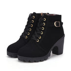 Damen Stiefeletten mit Blockabsatz und Schnürung R&B