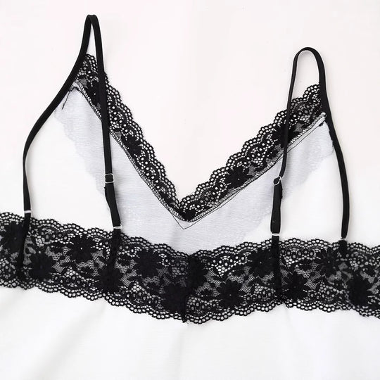 Damen Nachtkleid mit eleganter Spitzenverzierung und gradientem Farbverlauf R&B