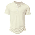 Herren nan Kurzarmshirt im Henleystil aus Slub-Baumwolljersey mit kurzer Knopfleiste R&B
