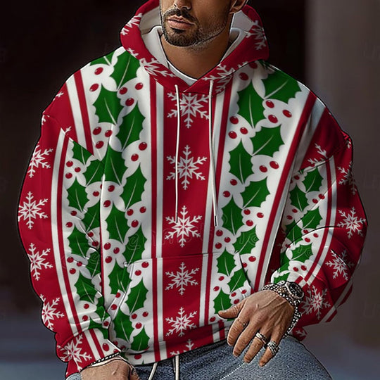 Herren Weihnachts-Hoodie mit farbenfrohem grafischen Design und bequemer Passform R&B