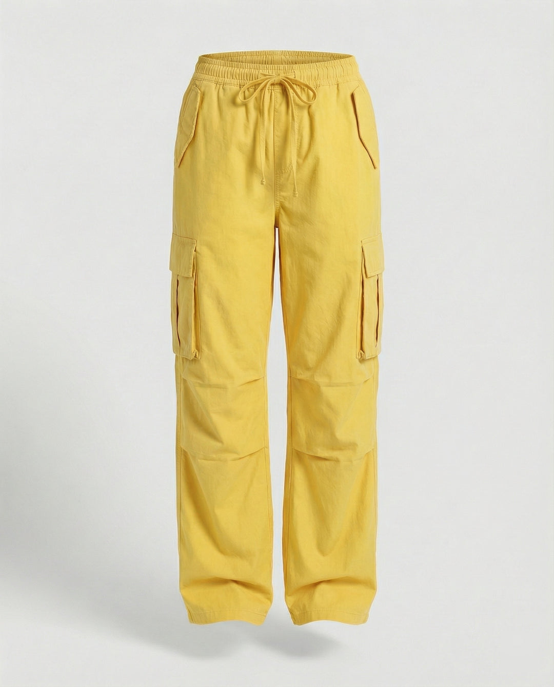 Damen weite Cargo-Hose im Retro-Utility-Stil mit hochgeschnittenem Bund Tunnelzug Mehrfachklappentaschen und verstellbaren Seitenschlaufen R&B