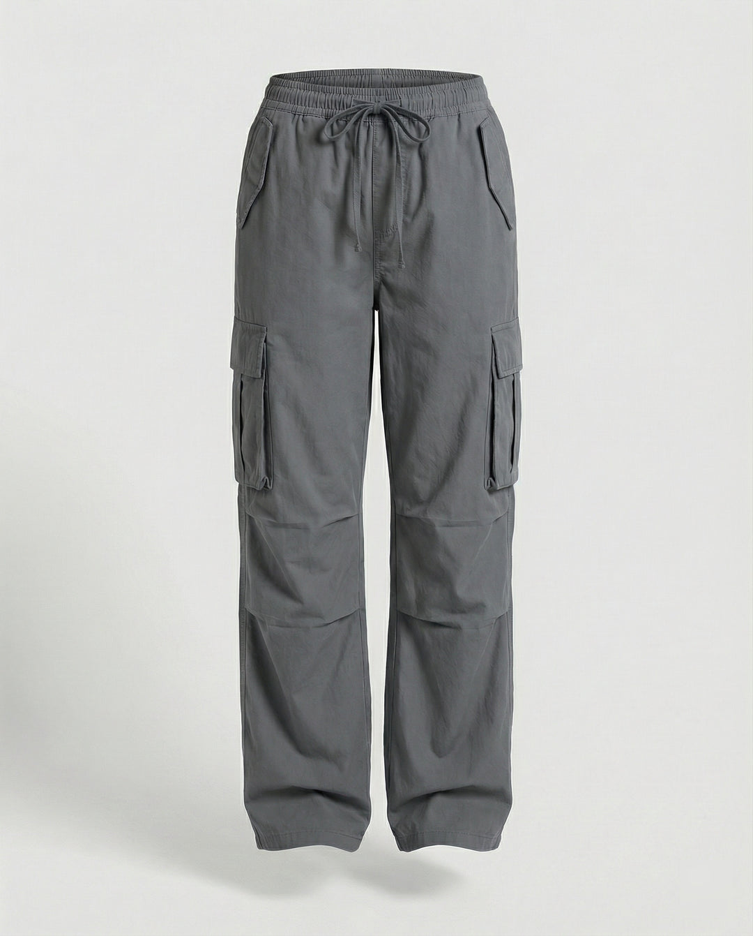 Damen weite Cargo-Hose im Retro-Utility-Stil mit hochgeschnittenem Bund Tunnelzug Mehrfachklappentaschen und verstellbaren Seitenschlaufen R&B