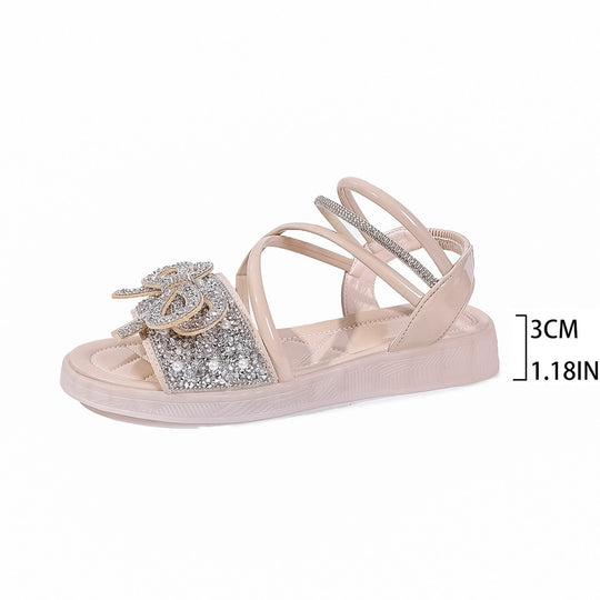 Damen Glamouröse Riemchen-Sandalen mit funkelnden Schleifenverzierungen R&B