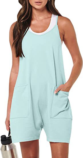 Damen sportlicher Jumpsuit mit praktischen Taschen und weitem Schnitt R&B