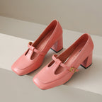 Damen elegante Mary Jane Pumps mit modischem Blockabsatz und verstellbarem Riemchen R&B
