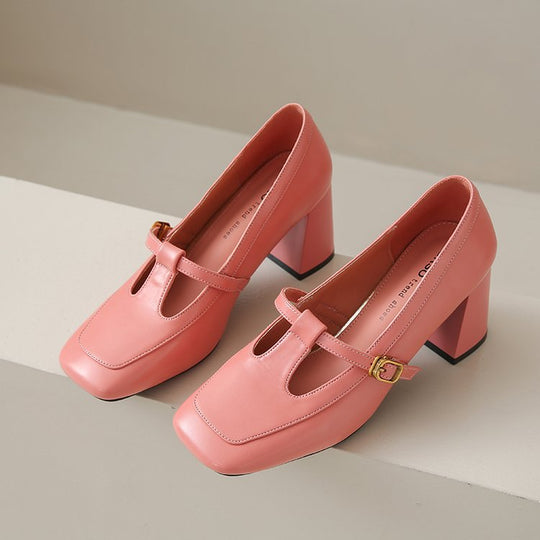 Damen elegante Mary Jane Pumps mit modischem Blockabsatz und verstellbarem Riemchen R&B