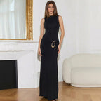 Damen Langermiges Maxikleid mit raffiniertem Raffungselement R&B
