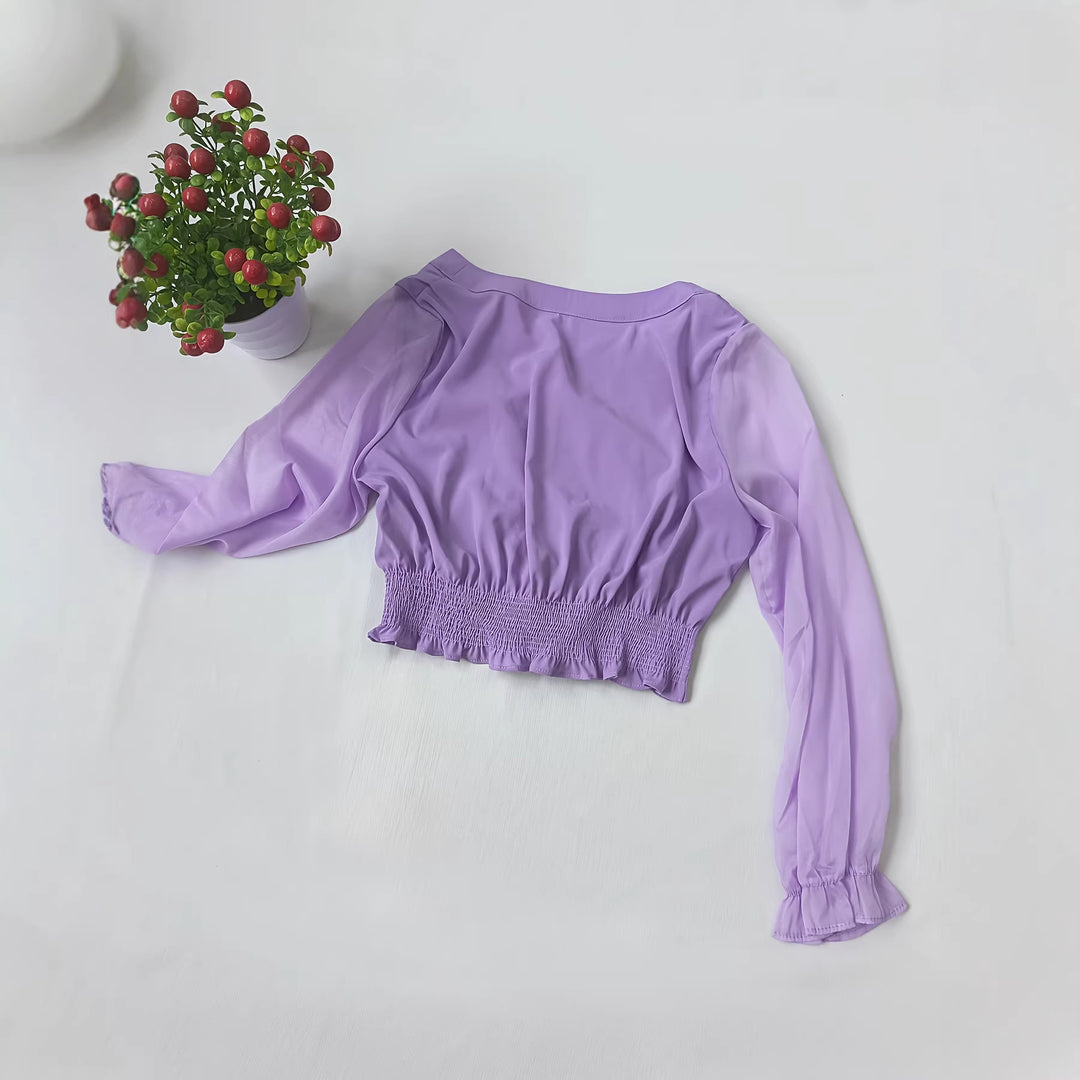 Damen Kurzarmbluse mit Rüschendetails R&B
