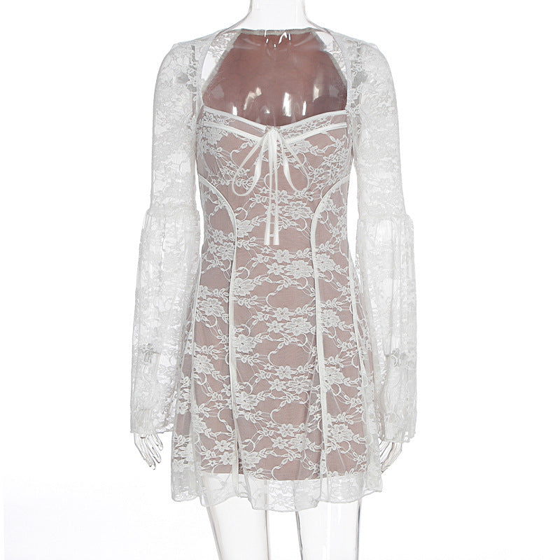 Damen Spitzenkleid mit weitem Arm und verführerischem Schnitt R&B