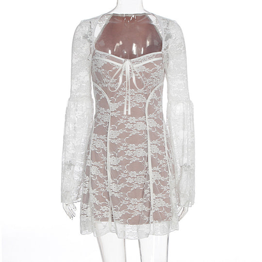 Damen Spitzenkleid mit weitem Arm und verführerischem Schnitt R&B