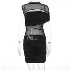 Damen figurbetontes Kleid mit transparenten Einsätzen und raffinierten Drapierungen R&B