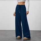 Damen Weit geschnittene Relax-Hose aus elastischem Strickmaterial mit Kordelzug R&B