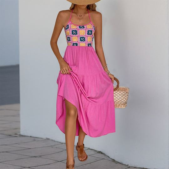 Damen Maxikleid mit gestricktem Oberteil und voluminösem Rock R&B