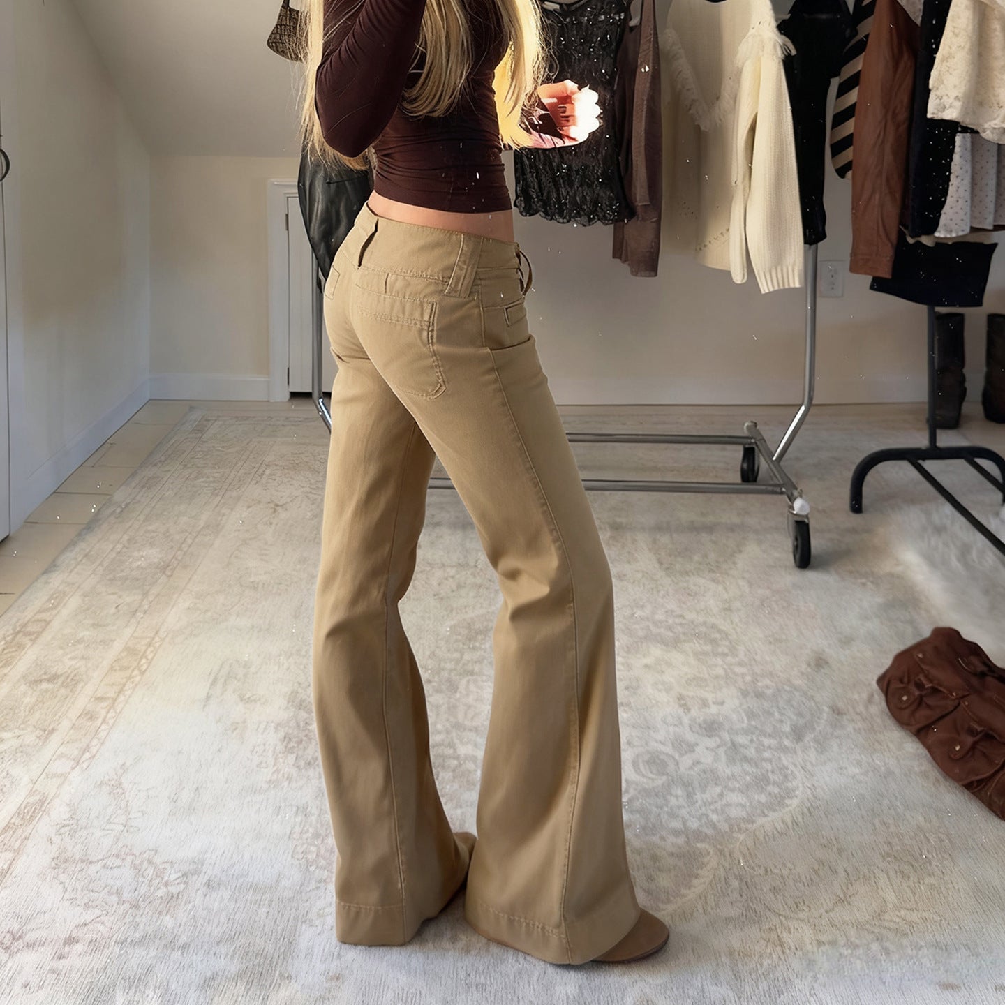Damen weite Baumwollhose mit eleganter Schnittführung und praktischen Taschen R&B