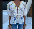 Damen luftige und elegante Bluse mit floralem Muster R&B