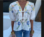 Damen luftige und elegante Bluse mit floralem Muster R&B