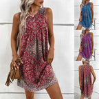 Damen lässiges Midi-Kleid mit verspieltem Boho-Muster R&B