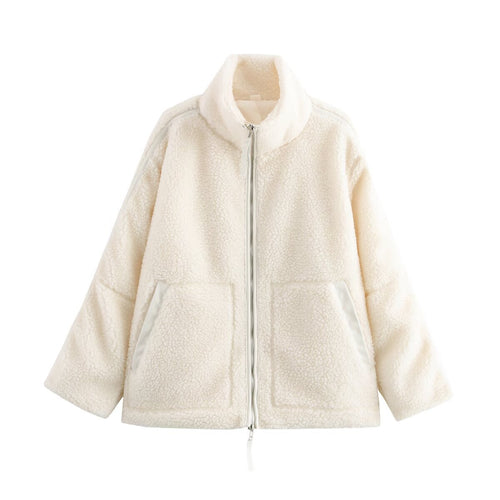 Damen kuschelige Fleecejacke mit hohem Kragen und praktischen Eingrifftaschen R&B