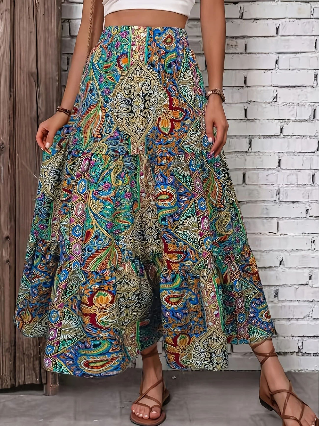 Damen Maxirock mit asymmetrischem Schnitt und floralem Design R&B
