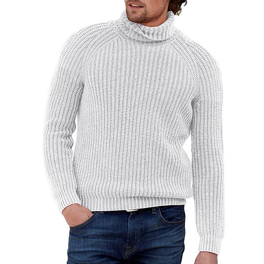 Herren Grobstrick Pullover mit hohem Kragen R&B