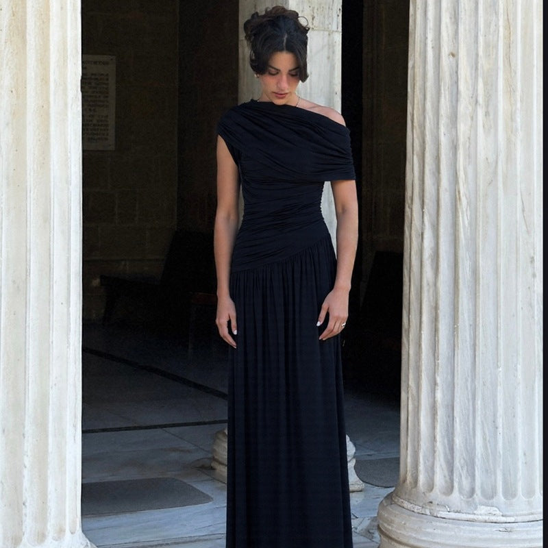 Damen Elegantes asymmetrisches Maxikleid mit Raffungen R&B
