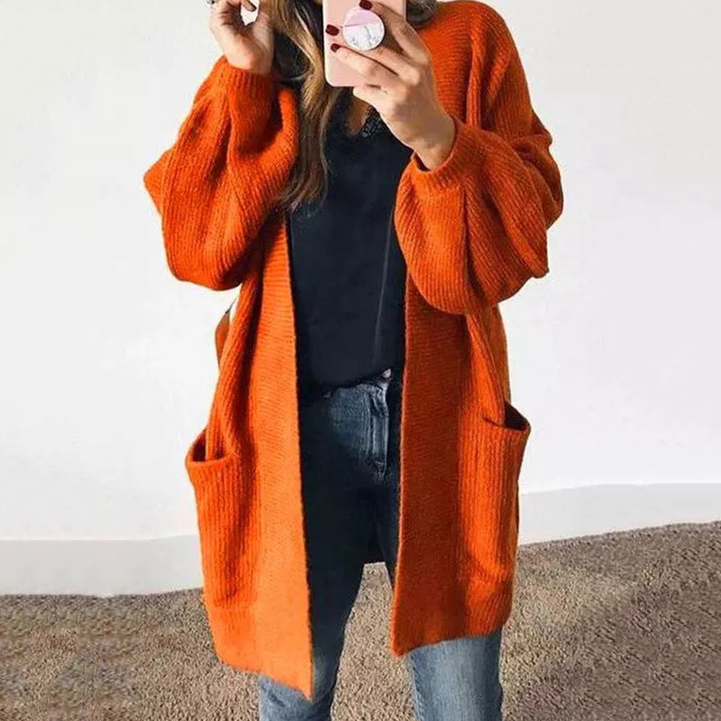 Damen gemütliche Strickjacke mit komfortablen Taschen R&B