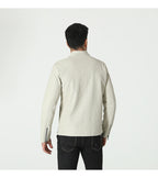 Herren modische Kunstlederjacke mit elastischem Kragen R&B