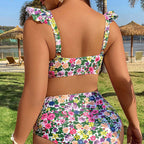 Damen Hochgeschnittener Bikini mit Rüschendetails