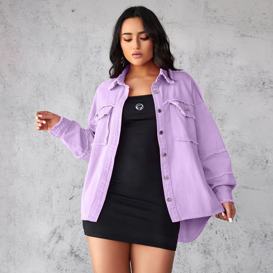 Damen Denim Bluse mit lässigem Schnitt und dekorativen Fransen R&B