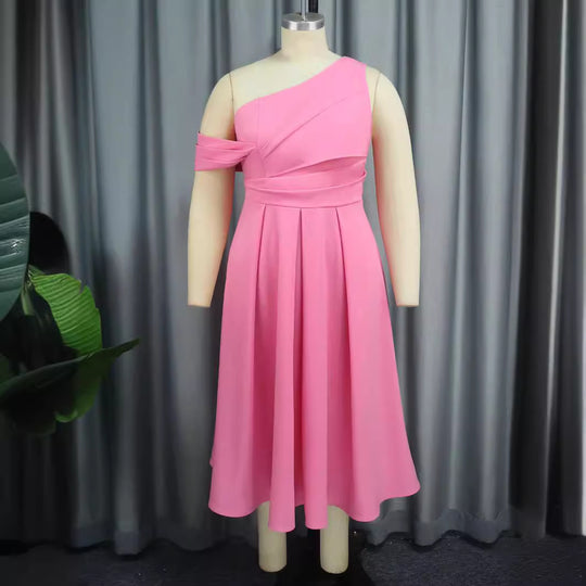 Damen Elegantes One-Shoulder Kleid mit Drapierungen R&B