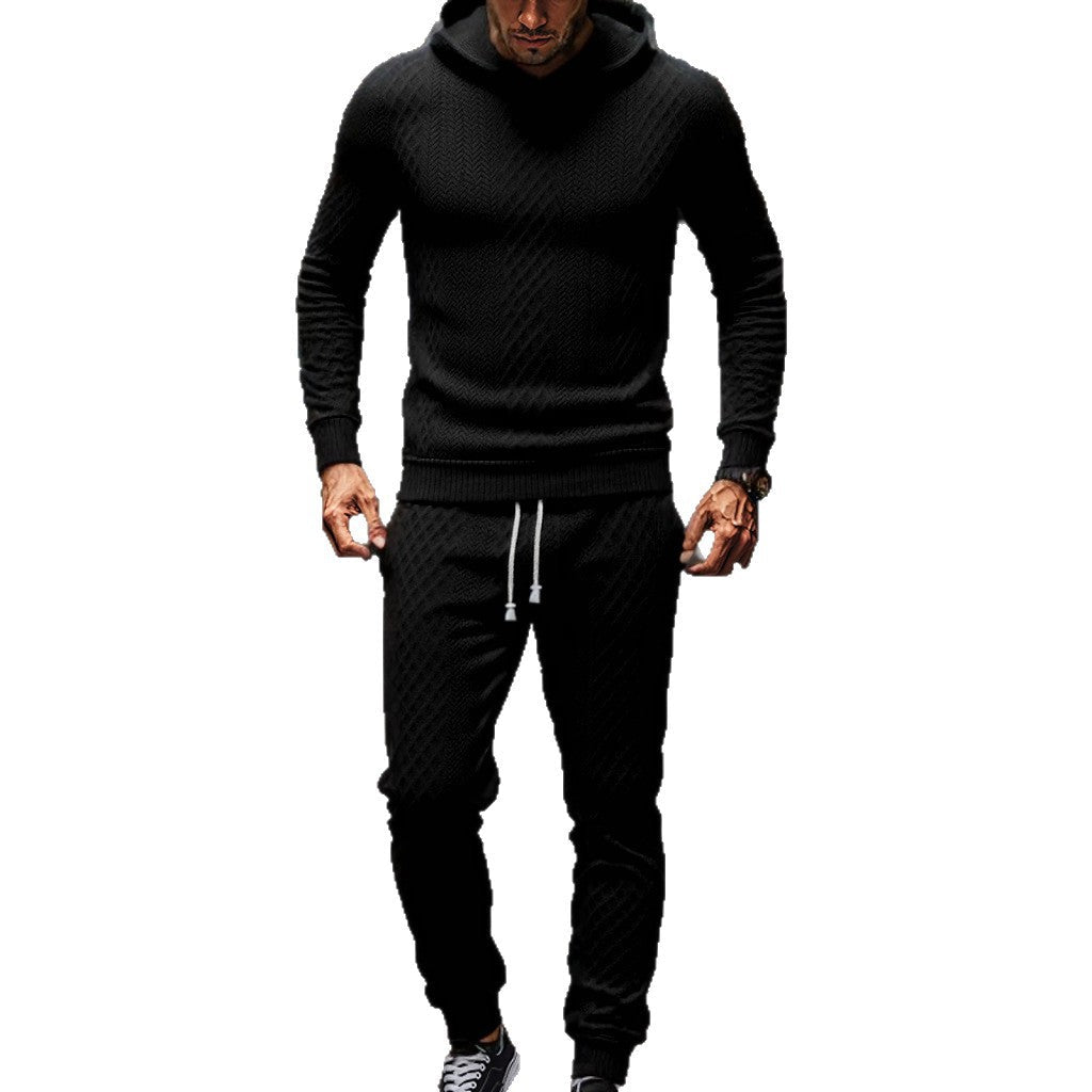 Herren Strick-Freizeitanzug mit Kapuze und modernem Rippdesign R&B