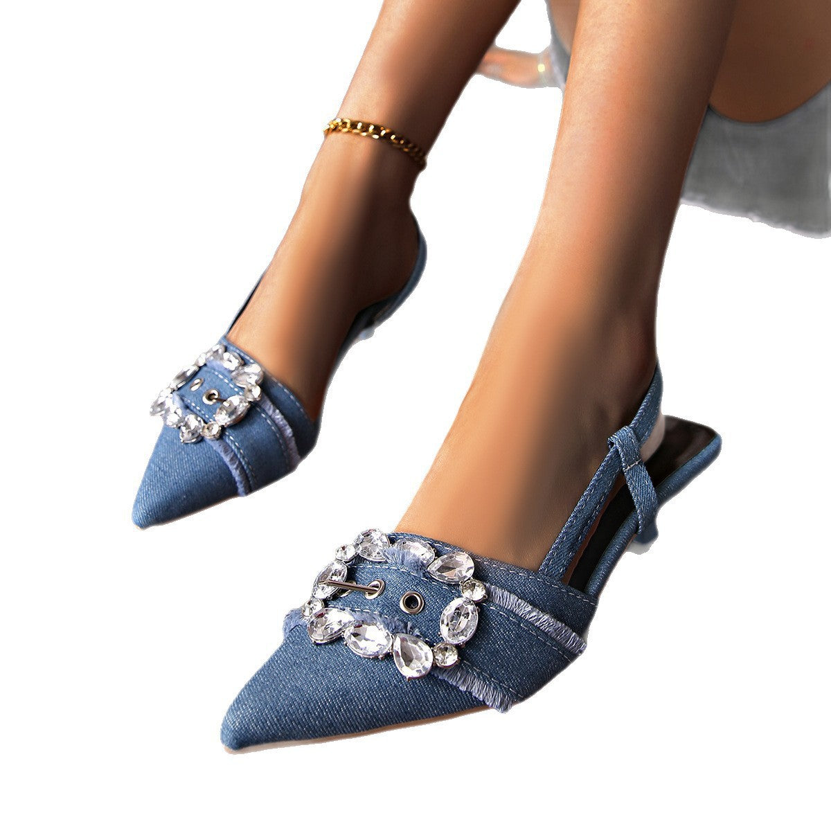 Damen Slingback-Pumps mit funkelnden Schmuckdetails R&B