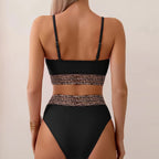 Damen Hochtailliertes Bikini-Set mit modischen Leoparden-Details R&B