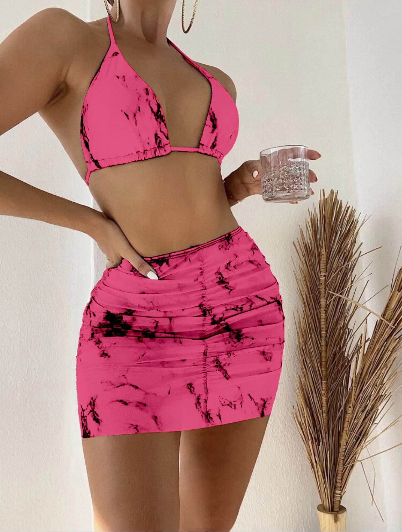 Damen Triangel-Bikini-Set mit raffiniertem Wickelrock R&B