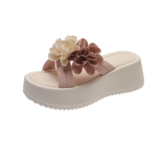 Damen modische Plateau-Sandalen mit Blumen-Applikationen R&B