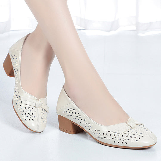 Damen Elegante und luftige Ballerinas mit modischem Lochdesign und komfortablem Absatz R&B