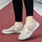 Damen nan atmungsaktive Strick-Riemchensneaker mit Klettverschluss gepolsterter Komfortsohle und flexibler Profillaufsohle R&B