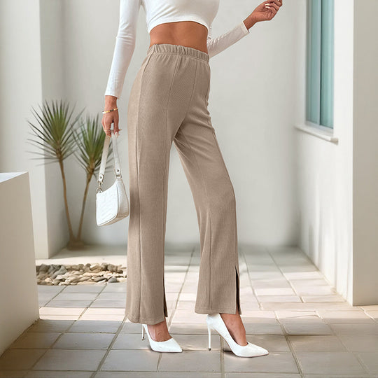 Damen Palazzohose mit seitlichen Schlitzen und elastischem Bund R&B